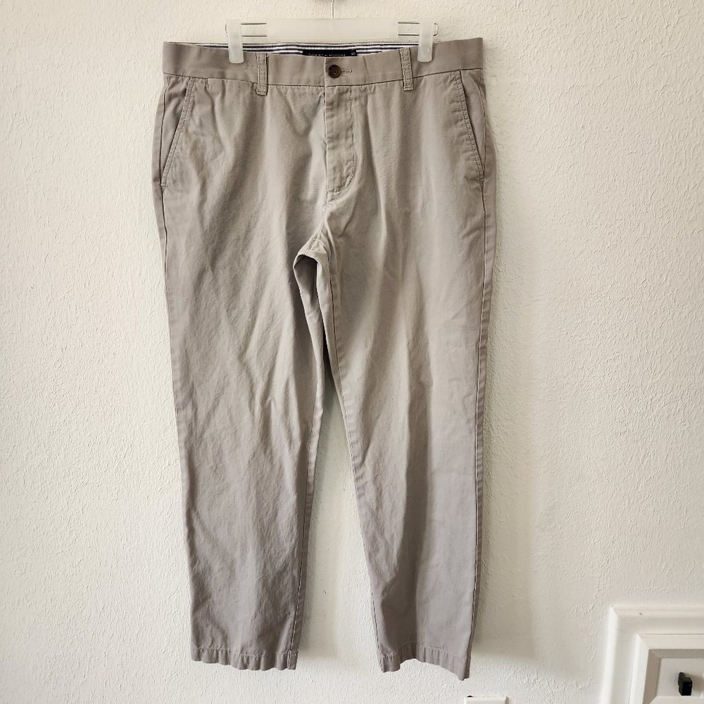 Tommy Hilfiger Chino Pants Mens 36x32 Grey Tailored Slim Fit